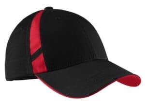 BLACK/ TRUE RED STC12 sport-tek dry zone mesh inset cap