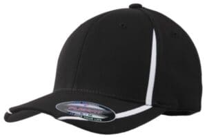 BLACK/ WHITE STC16 sport-tek flexfit performance colorblock cap