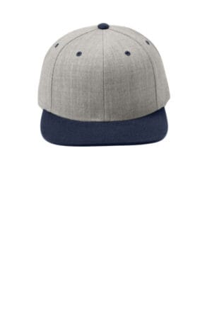 HEATHER GREY/ TRUE NAVY STC19 sport-tek yp classics flat bill snapback cap