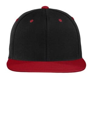 BLACK/ TRUE RED STC19 sport-tek yupoong flat bill snapback cap