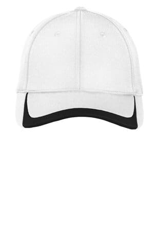 WHITE/ BLACK STC24 sport-tek pique colorblock cap