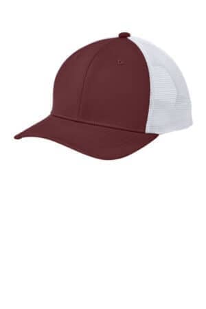 MAROON/ WHITE STC46 sport-tek club trucker cap