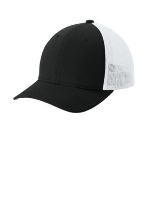 BLACK/ WHITE STC60 sport-tek stretch-tek mesh back cap