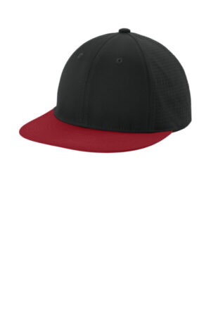 BLACK/ DEEP RED/ BLACK STC64 sport-tek pro-cut stretch-tek cap