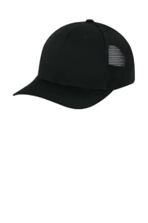 BLACK/ BLACK BLACK/ BLACK STC74 sport-tek stretch-tek snapback trucker cap