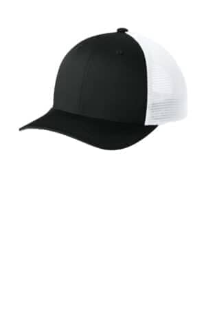 BLACK/ WHITE BLACK/ WHITE STC74 sport-tek stretch-tek snapback trucker cap