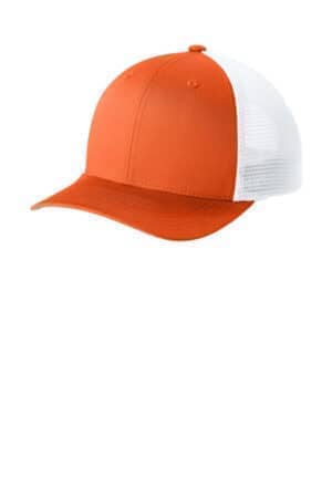 DEEP ORANGE/ WHITE DEEP ORANGE/ WHITE STC74 sport-tek stretch-tek snapback trucker cap