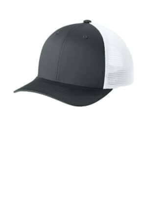IRON GREY/ WHITE IRON GREY/ WHITE STC74 sport-tek stretch-tek snapback trucker cap