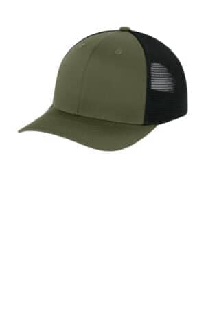 OLIVE DRAB GREEN/ BLACK OLIVE DRAB GREEN/ BLACK STC74 sport-tek stretch-tek snapback trucker cap