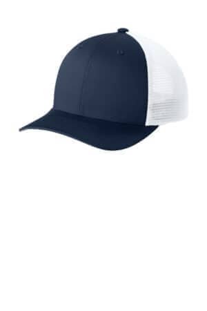 TRUE NAVY/ WHITE STC74 sport-tek stretch-tek snapback trucker cap