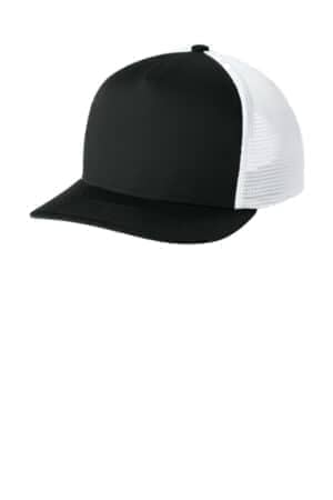 BLACK/ WHITE BLACK/ WHITE STC75 sport-tek stretch-tek 5-panel trucker cap
