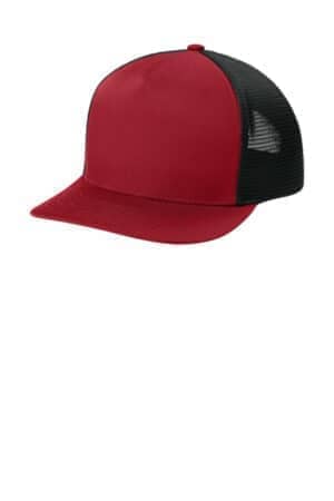 DEEP RED/ BLACK DEEP RED/ BLACK STC75 sport-tek stretch-tek 5-panel trucker cap