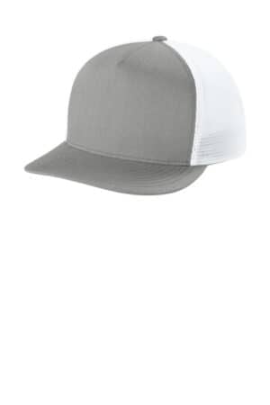 HEATHER GREY/ WHITE STC75 sport-tek stretch-tek 5-panel trucker cap