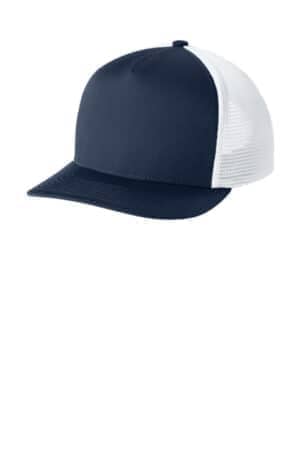TRUE NAVY/ WHITE TRUE NAVY/ WHITE STC75 sport-tek stretch-tek 5-panel trucker cap