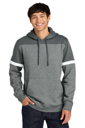 DARK SMOKE GREY/ VINTAGE HEATHER STF205 sport-tek drive fleece colorblock hoodie