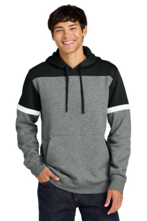 BLACK/ VINTAGE HEATHER STF205 sport-tek drive fleece colorblock hoodie