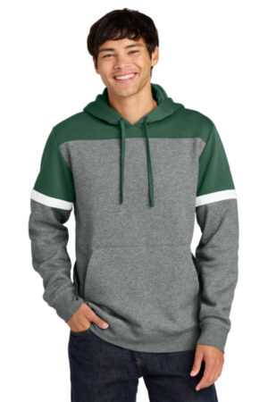 FOREST GREEN/ VINTAGE HEATHER STF205 sport-tek drive fleece colorblock hoodie