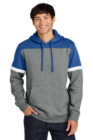 TRUE ROYAL/ VINTAGE HEATHER STF205 sport-tek drive fleece colorblock hoodie