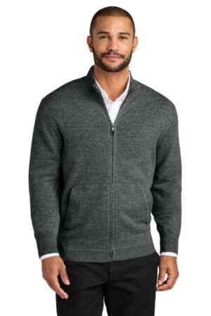 CHARCOAL HEATHER SW2901 port authority easy care full-zip sweater