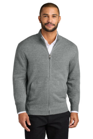 MEDIUM HEATHER GREY SW2901 port authority easy care full-zip sweater