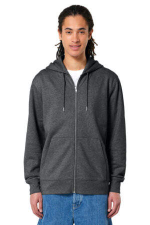 DARK HEATHER GREY SXU005 stanley/stella unisex cultivator 20 full-zip hooded sweatshirt