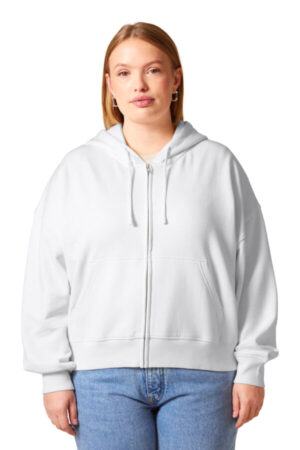 WHITE SXW037 stanley/stella women's stella ida full-zip hooded sweatshirt