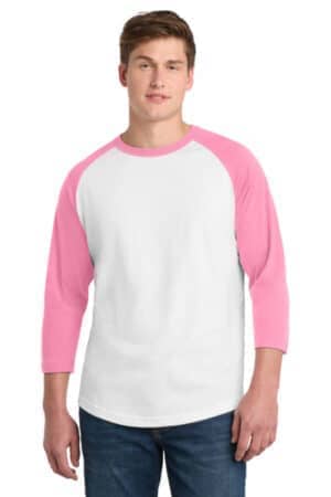 WHITE/ BRIGHT PINK T200 sport-tek colorblock raglan jersey
