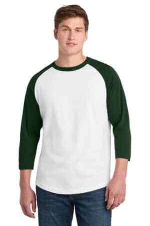 WHITE/ FOREST T200 sport-tek colorblock raglan jersey