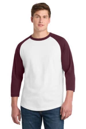 WHITE/ MAROON T200 sport-tek colorblock raglan jersey