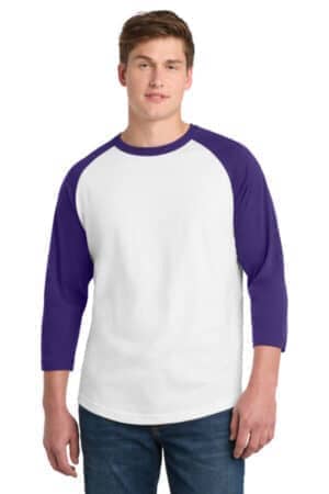 WHITE/ PURPLE T200 sport-tek colorblock raglan jersey