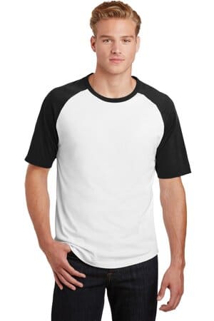 WHITE/ BLACK T201 sport-tek short sleeve colorblock raglan jersey