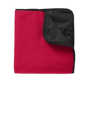 RICH RED/ BLACK TB850 port authority fleece & poly travel blanket