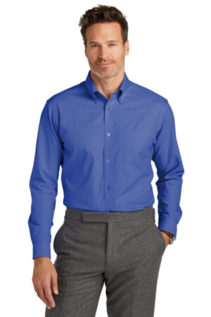 COBALT BLUE TBB18002 brooks brothers tall wrinkle-free stretch nailhead shirt