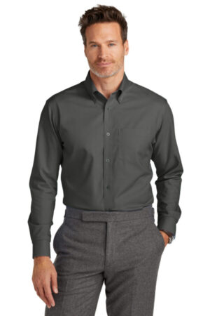 DEEP BLACK TBB18002 brooks brothers tall wrinkle-free stretch nailhead shirt