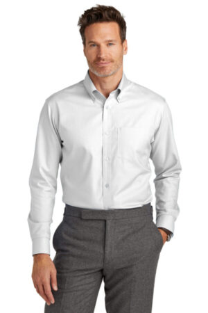 WHITE TBB18002 brooks brothers tall wrinkle-free stretch nailhead shirt
