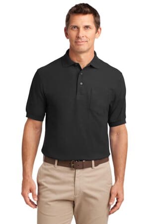 BLACK TLK500P port authority tall silk touch polo with pocket