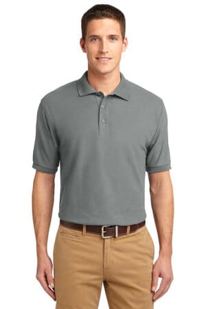 COOL GREY TLK500 port authority tall silk touch polo