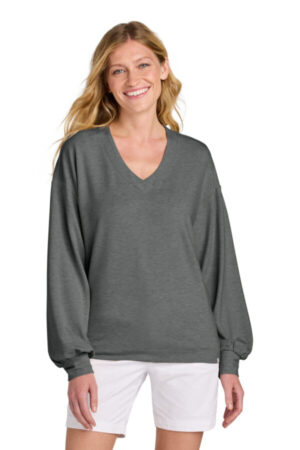 DARK GREY HEATHER TM1LD009 travismathew women's long weekend v-neck