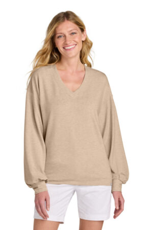 NATURAL HEATHER TM1LD009 travismathew women's long weekend v-neck