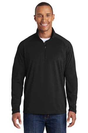 BLACK TST850 sport-tek tall sport-wick stretch 1/2-zip pullover