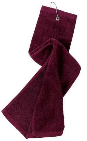 MAROON TW50 port authority grommeted tri-fold golf towel