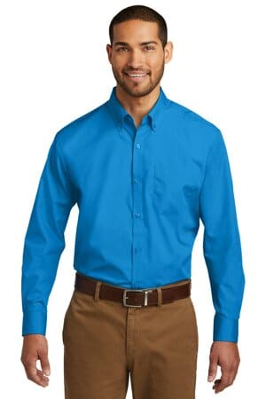 COASTAL BLUE W100 port authority long sleeve carefree poplin shirt