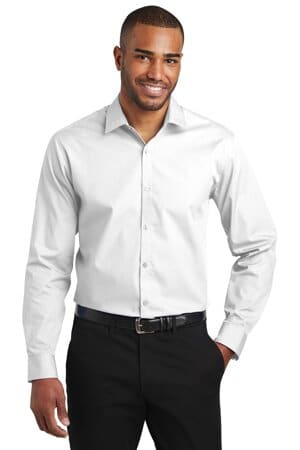 WHITE W103 port authority slim fit carefree poplin shirt