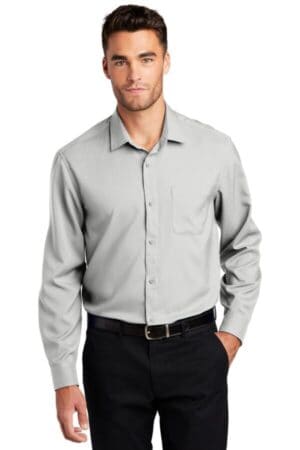 SILVER W401 port authority long sleeve performance staff shirt