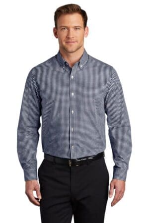 TRUE NAVY/ WHITE W644 port authority broadcloth gingham easy care shirt