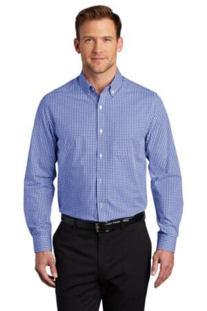 TRUE ROYAL/ WHITE W644 port authority broadcloth gingham easy care shirt