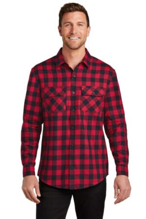 RED/ BLACK BUFFALO CHECK W668 port authority plaid flannel shirt