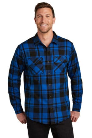 ROYAL/ BLACK W668 port authority plaid flannel shirt