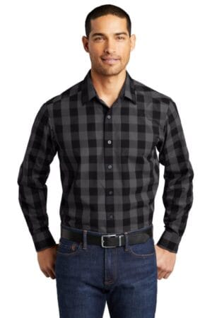 BLACK W670 port authority everyday plaid shirt
