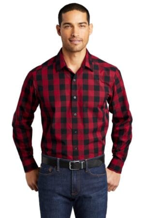 RICH RED W670 port authority everyday plaid shirt